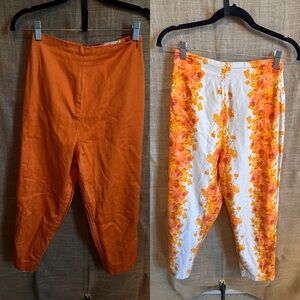 Vintage Reversible Orange and white, crop pants size small